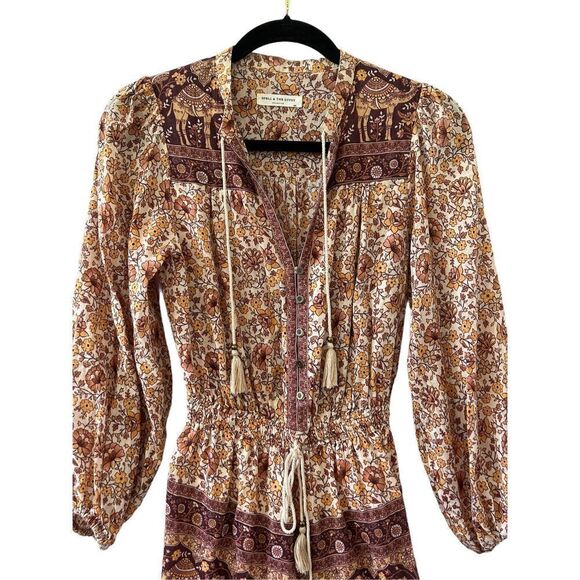Spell & The Gypsy Collective Women’s Brown Sundown Floral Cotton Romper Size 2XS - Picture 4 of 8